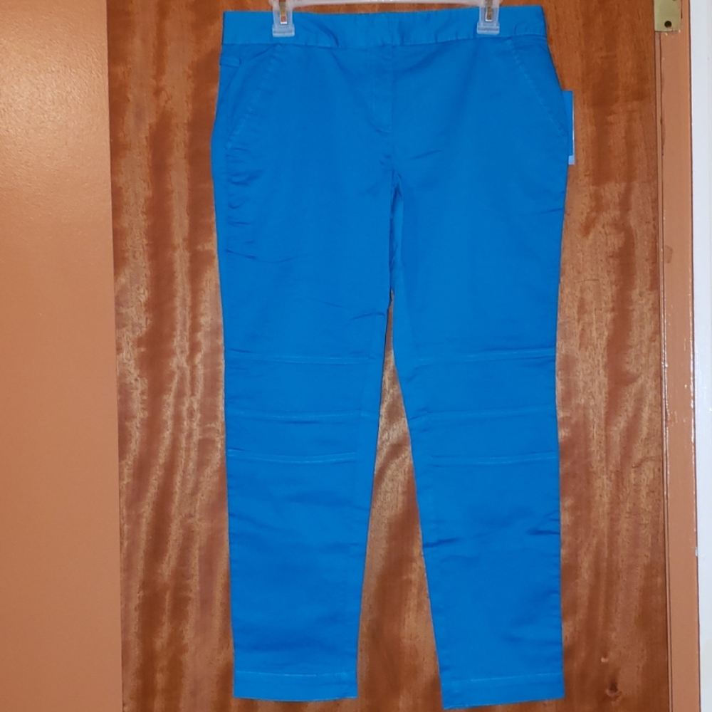 NWT DEREK LAM Pretty Bright Aqua Blue Cropped Pants